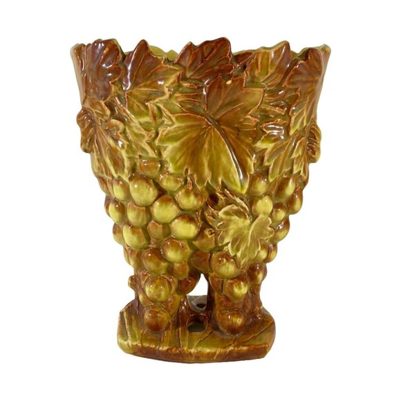 Other - Vintage McCoy Grapes & Leaves Ceramic Double Vase Planter Mid-Century 1950s